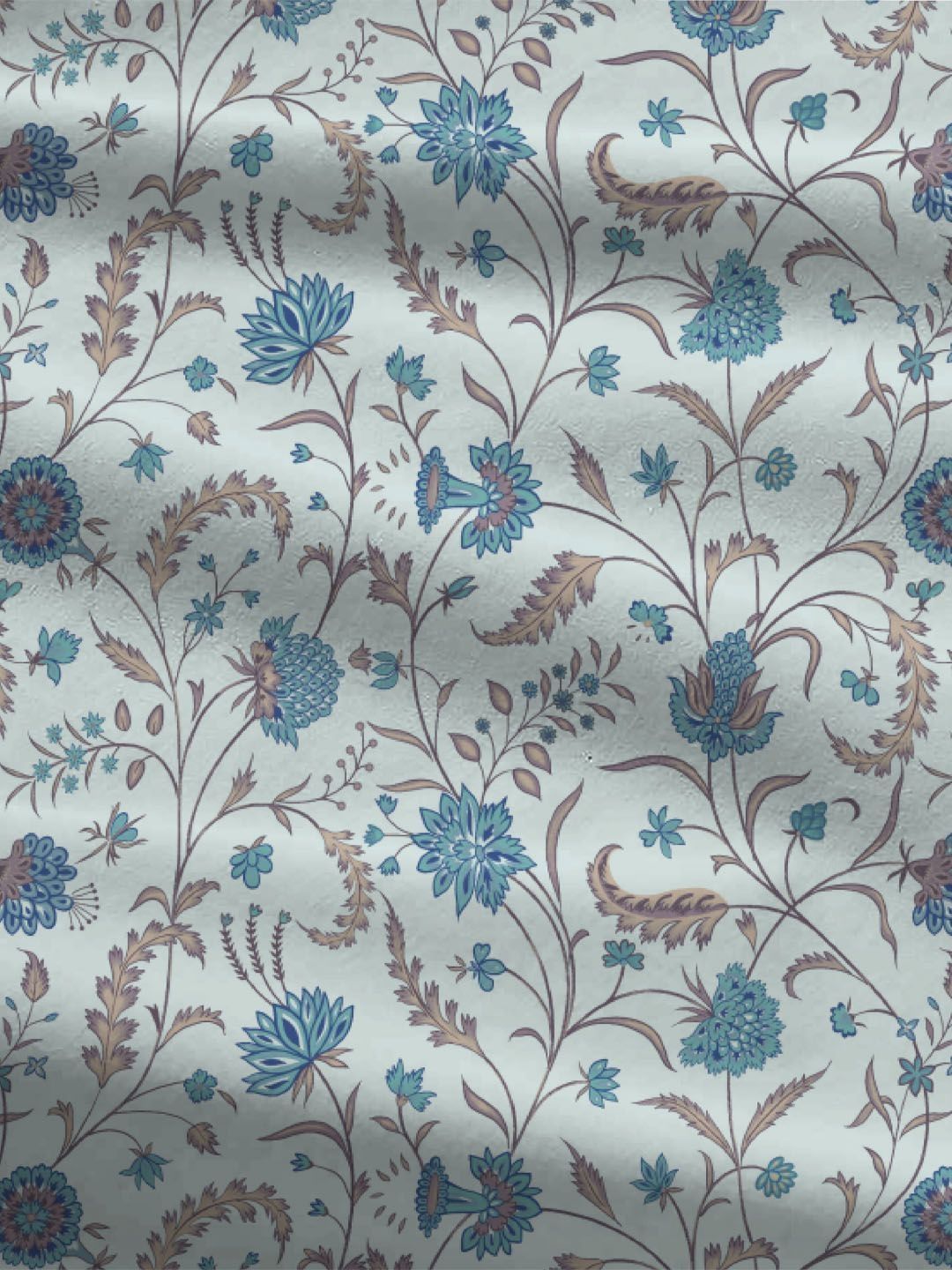 MYTRIDENT Coromandel Blue Dusk & Dawn Flat 144TC Queen Cotton Bedsheet Set