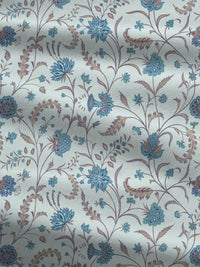 MYTRIDENT Coromandel Blue Dusk & Dawn Flat 144TC Queen Cotton Bedsheet Set