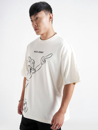 Highlander Looney Tunes Bercetak Lengan Khotbah Leher Leher Bulat