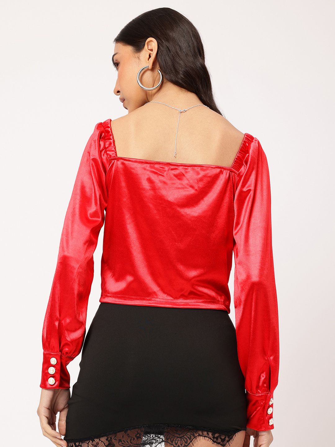DressBerry Shiny & Graceful Faux Leather Top