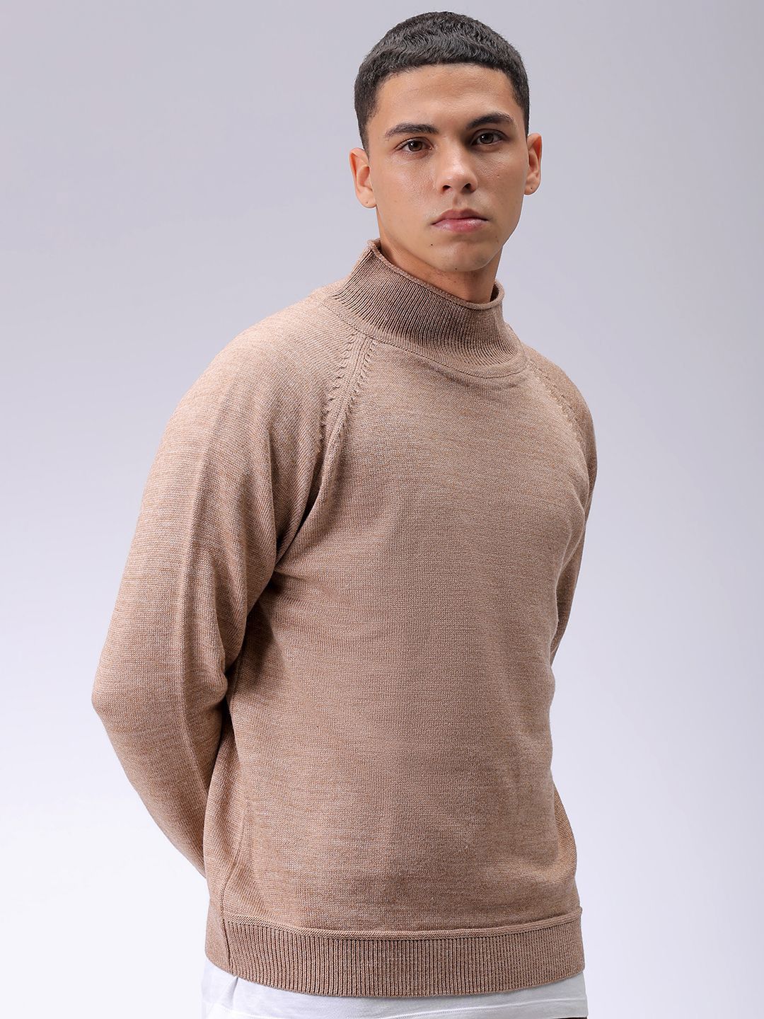 The Indian Garage Co Men Solid Turtle Neck Pullover