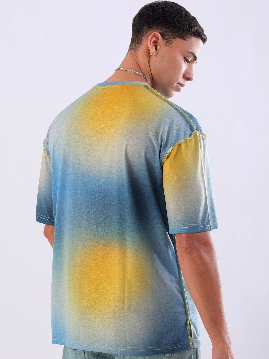 The Indian Garage Co Men Tie and Dye Round Neck Oversized T-shirt