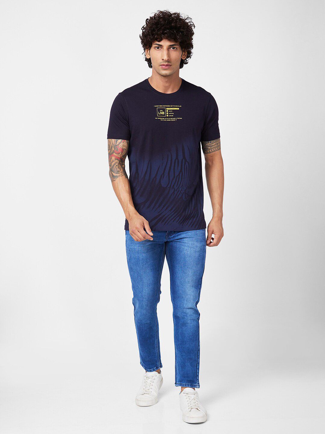 SPYKAR Abstract Printed Slim Fit T-shirt