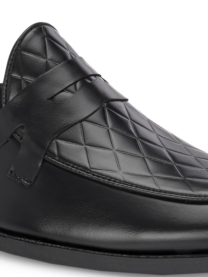 House of Pataudi Men Texture Slip On Formal Derby