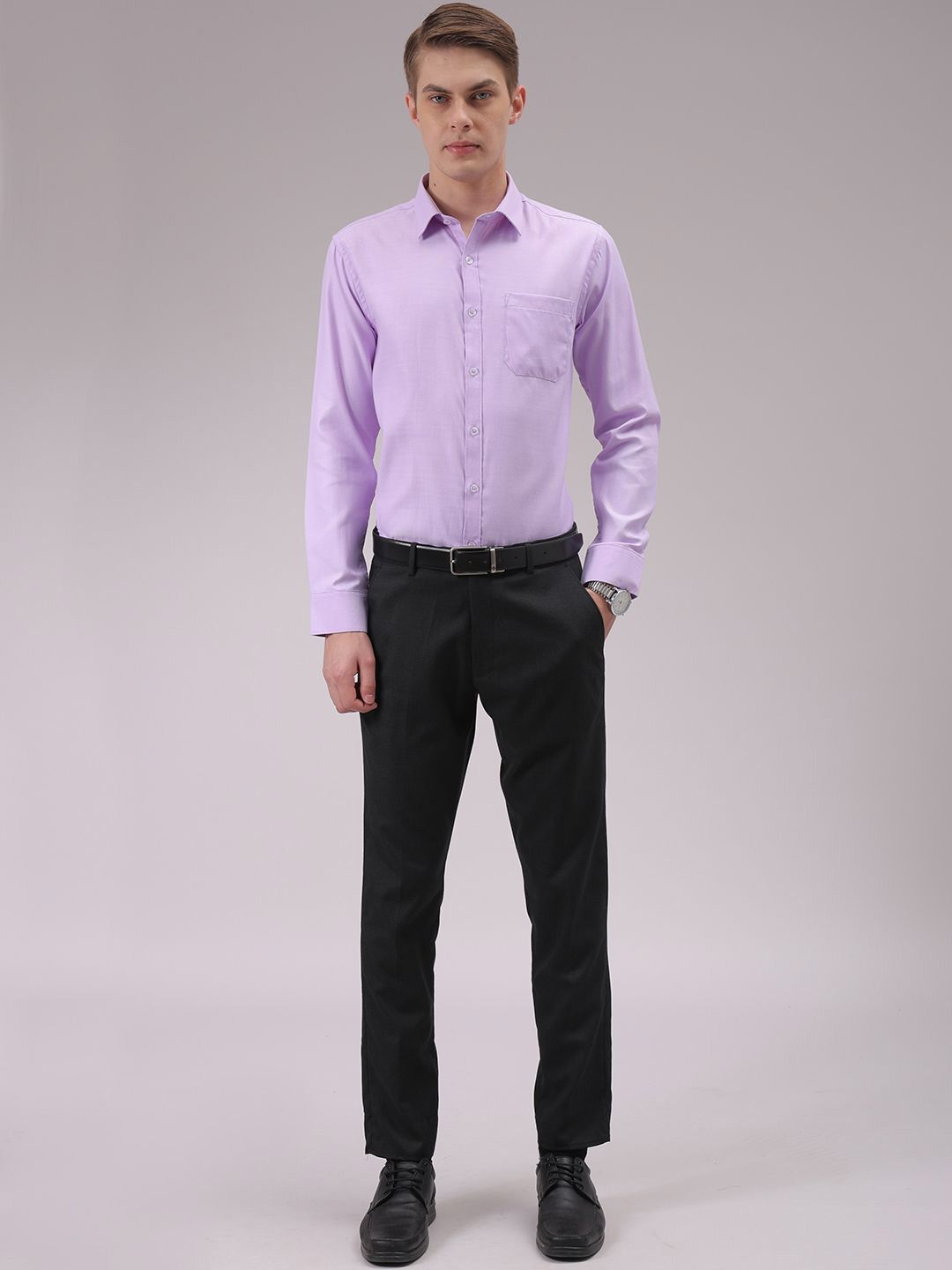 The Indian Garage Co. X Luxe Men Cutaway Collar Solid Slim Fit Formal Shirt