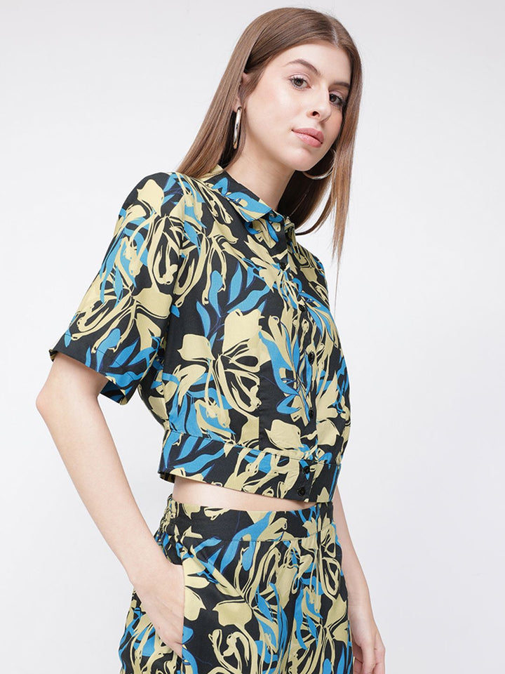 DressBerry Floral Daze Retro Boxy Crop Shirt