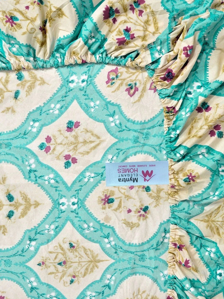 Myntra Elegant Homes Multicoloured Floral 300 TC King Bedsheet with 2 Pillow Covers
