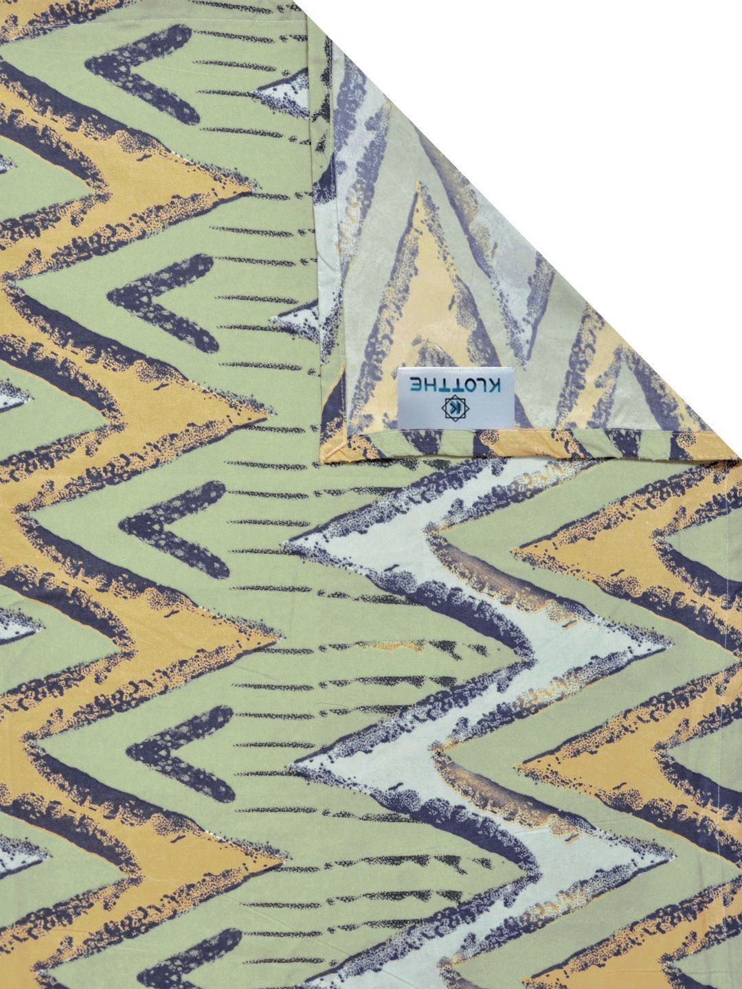 KLOTTHE Green Chevron Cotton 300 TC King Cadar Halus dengan 2 Sarung Bantal-98 x 89 inci