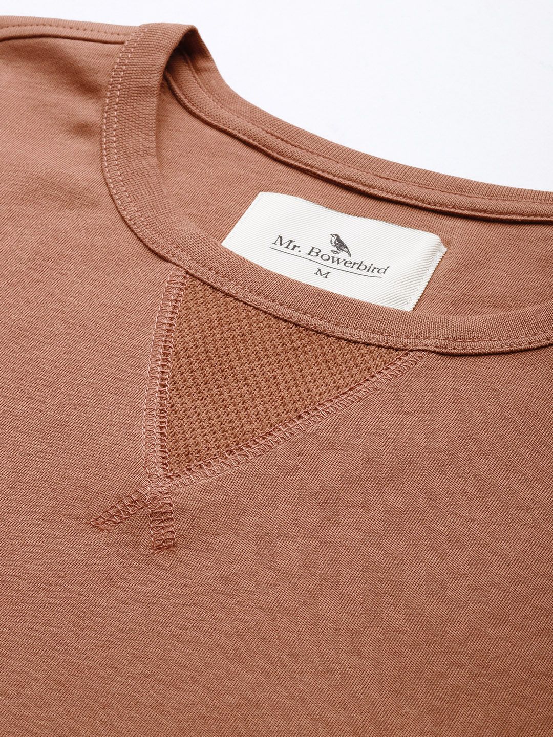 Mr Bowerbird Men Rose Regular Fit Pure Cotton V Patch T-shirt