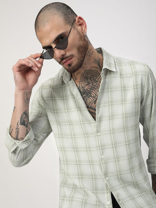 VASTRADO Men Classic Slim Fit Opaque Checked Casual Shirt