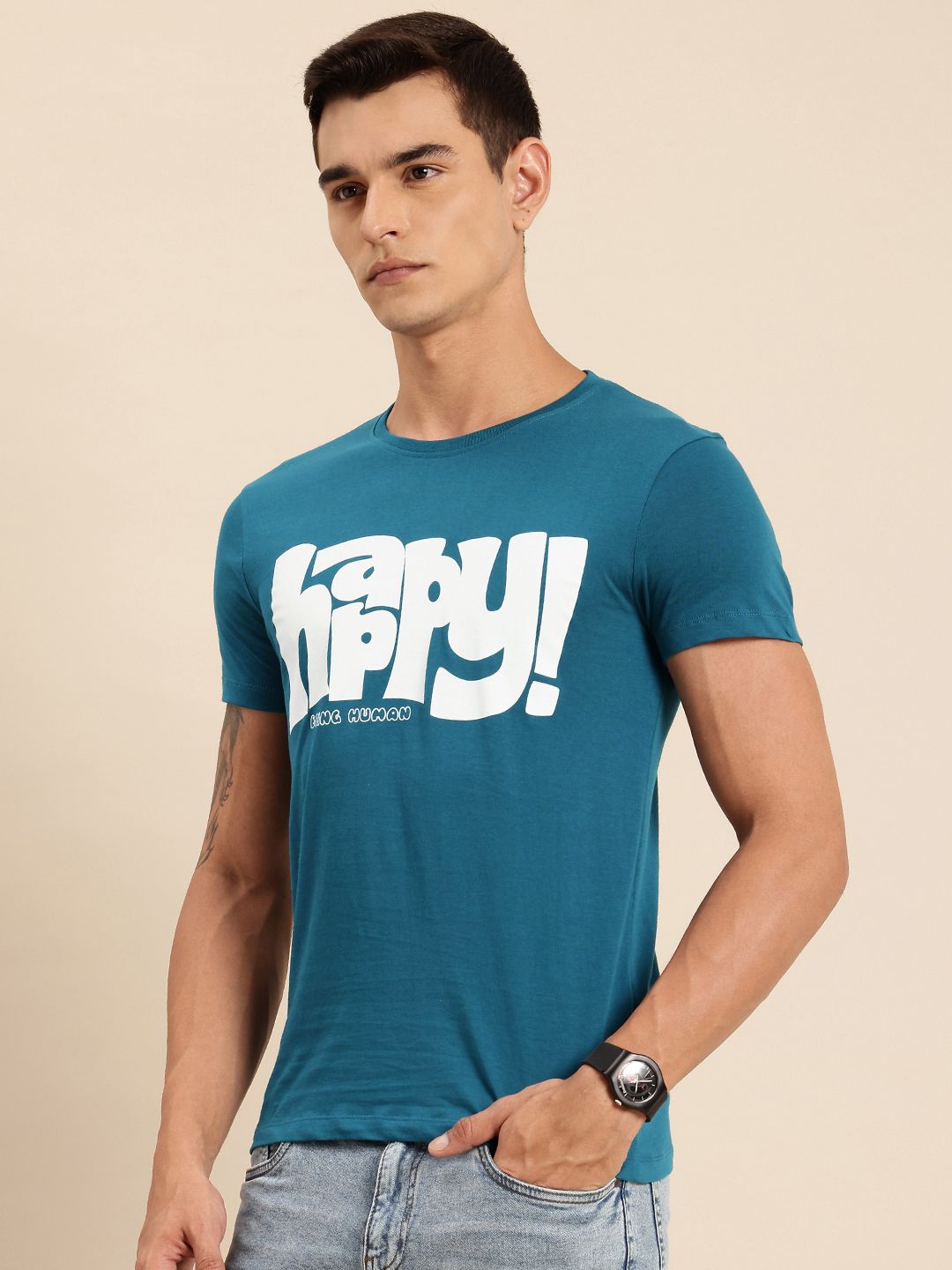Being Human Pure Cotton Typography Printed T-shirt