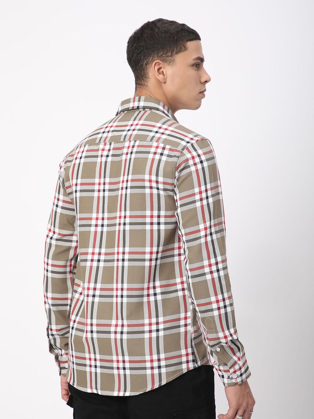 VASTRADO Men Classic Slim Fit Opaque Checked Casual Shirt