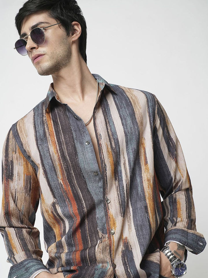 VASTRADO Men Classic Cutaway Collar Abstract Printed Slim Fit Casual Shirt