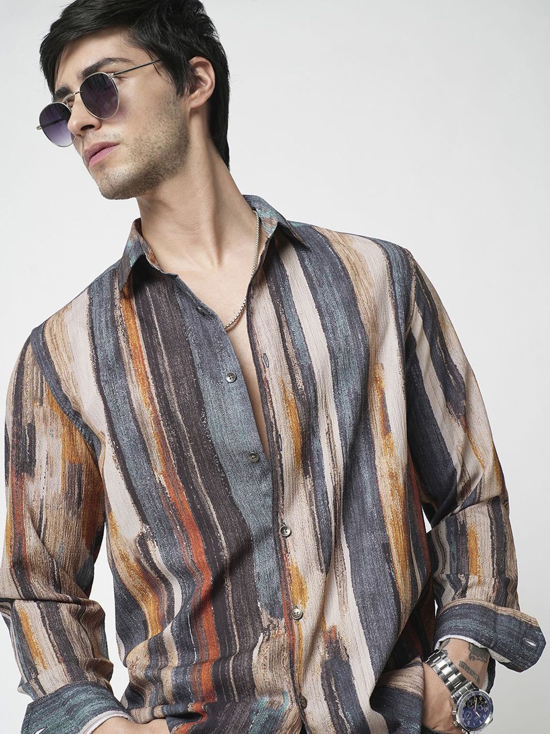 VASTRADO Men Classic Cutaway Collar Abstract Printed Slim Fit Casual Shirt