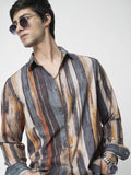 VASTRADO Men Classic Cutaway Collar Abstract Printed Slim Fit Casual Shirt