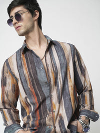 VASTRADO Men Classic Cutaway Collar Abstract Printed Slim Fit Casual Shirt