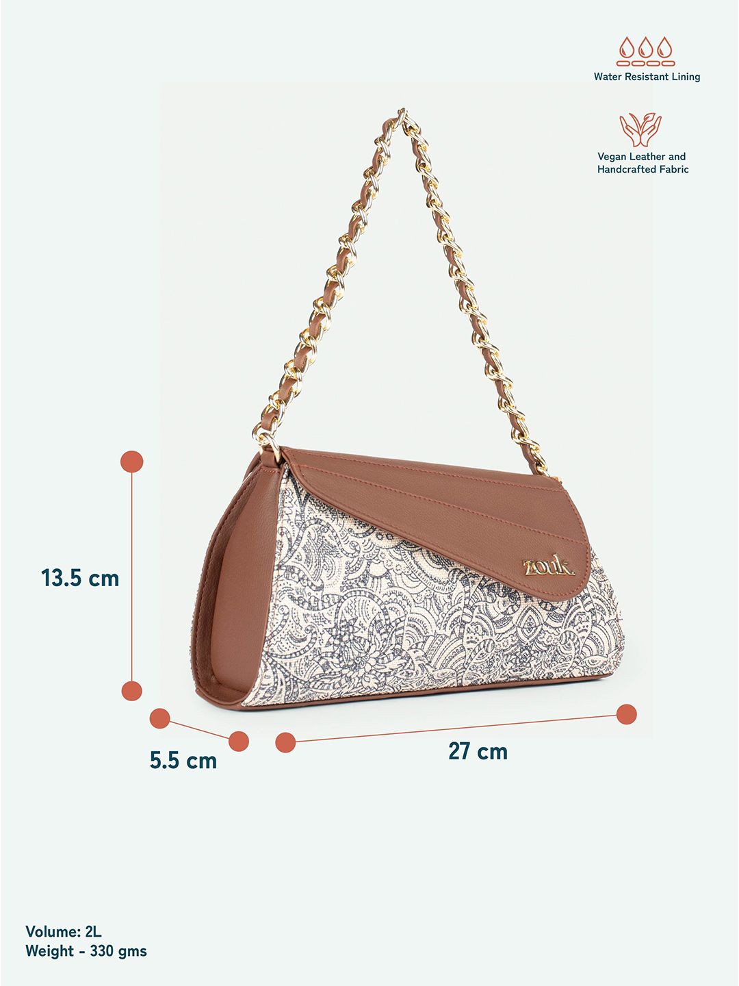 ZOUK Floral Printed Structured Sling Bag