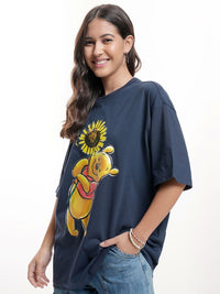 Tokyo Talkies Women Disney Winnie The Pooh Graphic Printed Oversized Cotton Tshirt