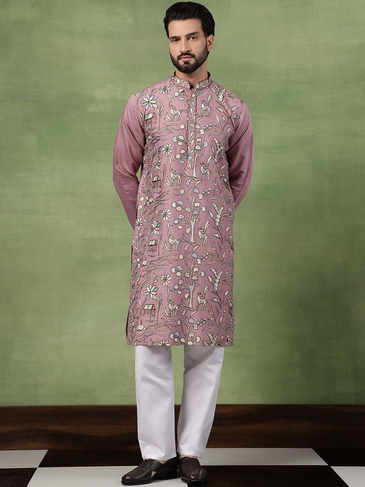 Anouk Men Animal Embroidered Regular Thread Work Pure Cotton Kurta with Pyjamas