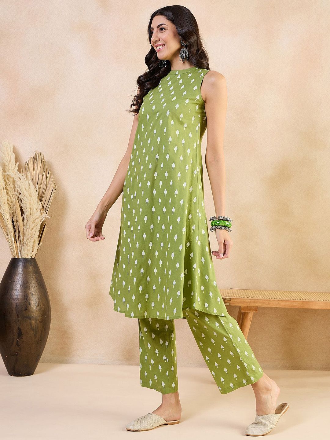 Anouk Printed Pure Cotton Kurta With Palazzo