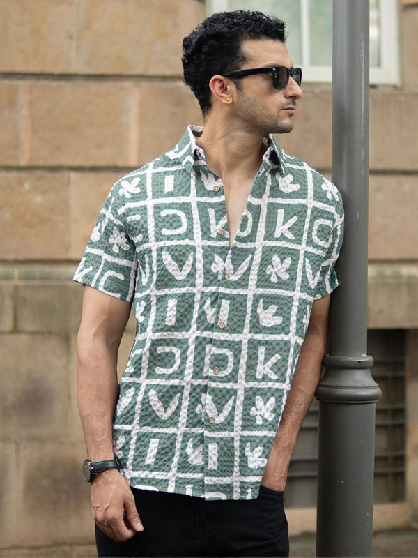 Powerlook Geometric dicetak baju lengan pendek