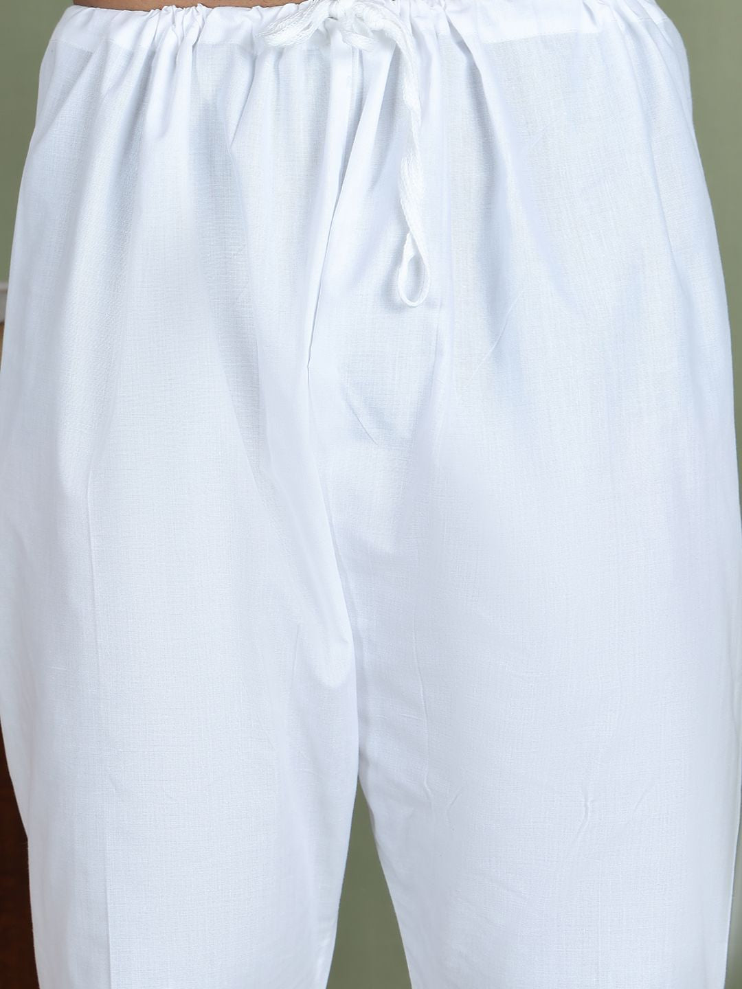 Jompers Striped Printed Band Collar Straight Kurta With Trouser