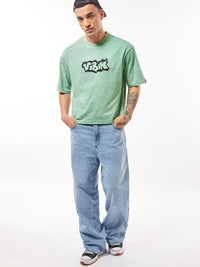 Bewakoof Men Vibin Graphic Printed Oversized Acid Wash T-shirt