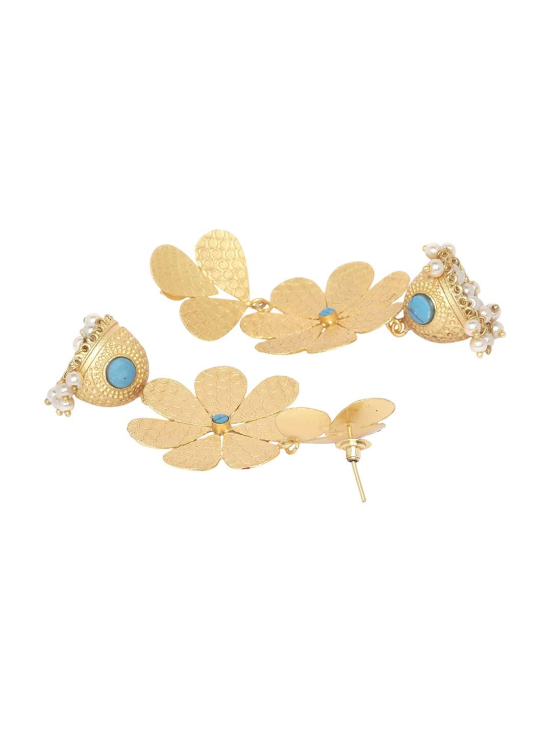 Anouk Gold-Plated Pearls Beaded Contemporary Drop Earrings