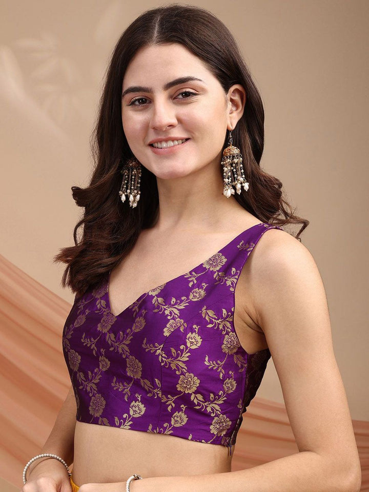 Tikhi Imli Woven Design Brocade Saree Blouse