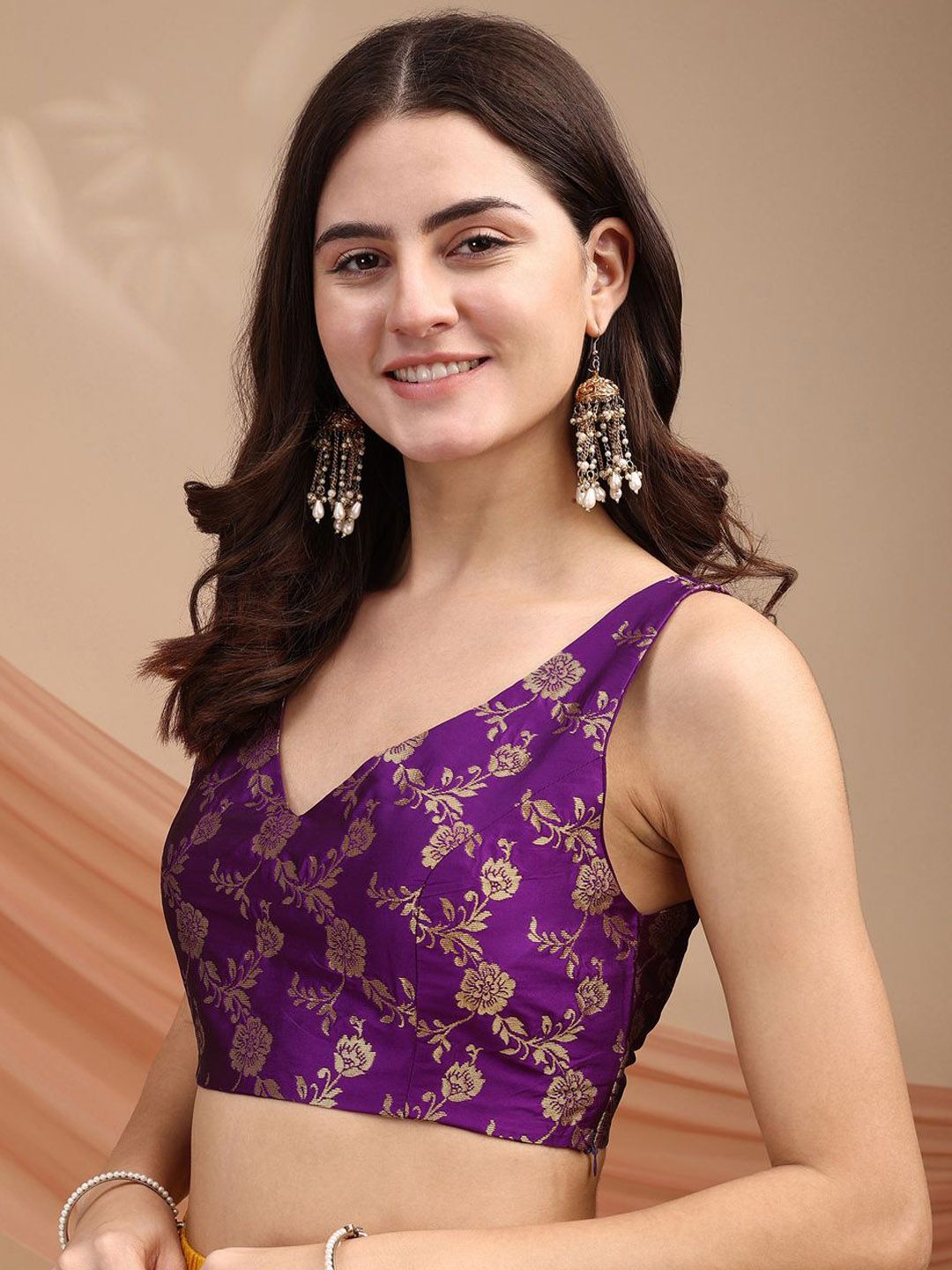 Tikhi Imli Woven Design Brocade Saree Blouse