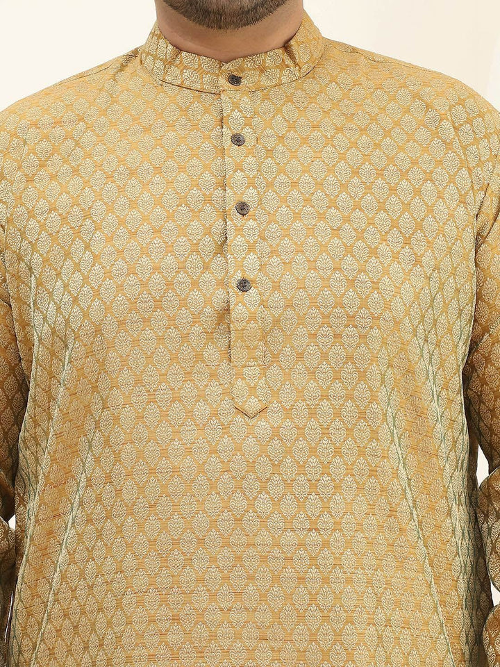 SOJANYA PLUS Motif Etnik Rekaan Tenunan Kurta Lurus Jacquard Dengan Pijama