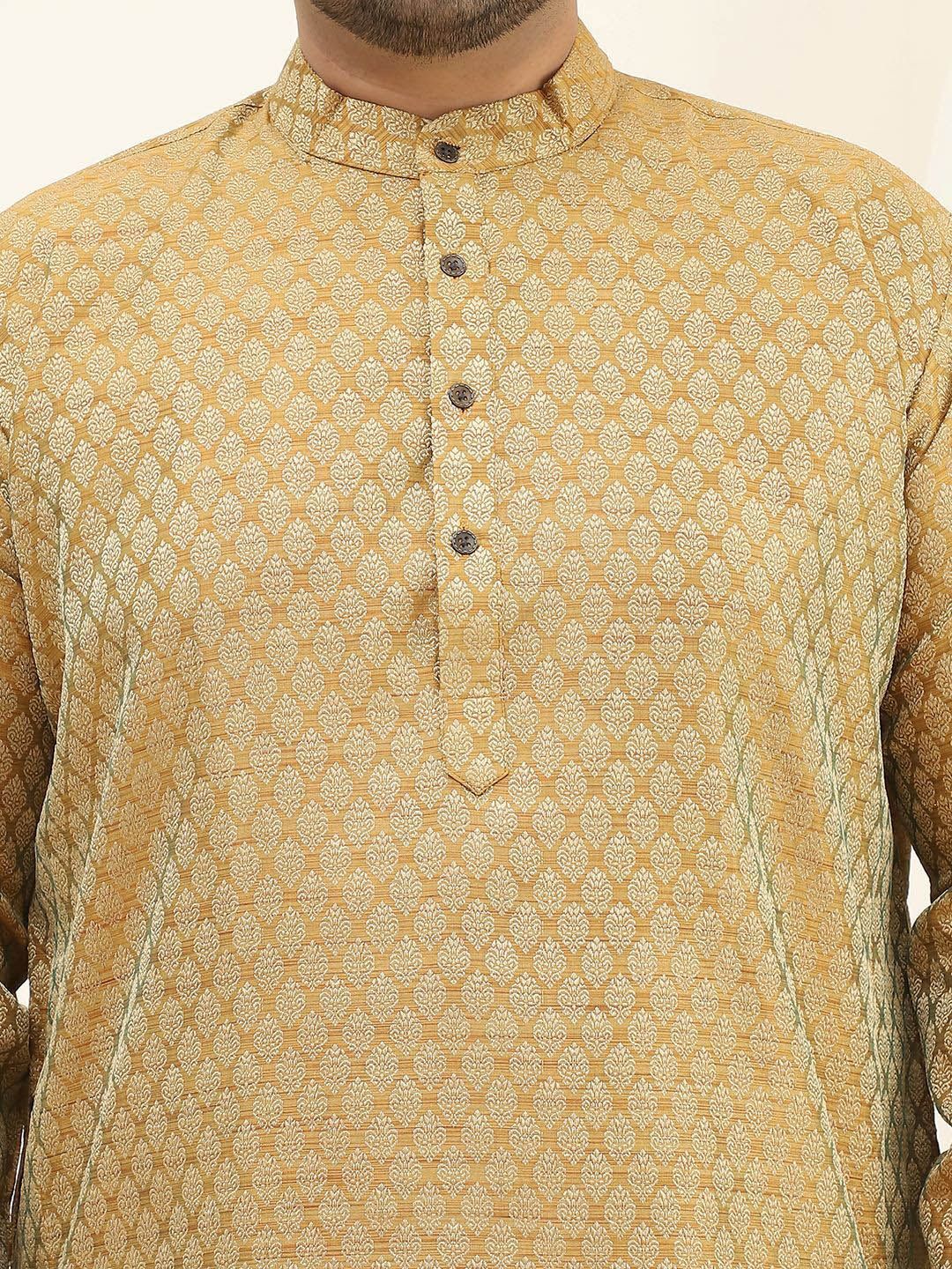 SOJANYA PLUS Motif Etnik Rekaan Tenunan Kurta Lurus Jacquard Dengan Pijama