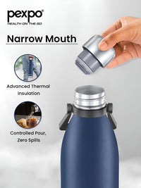 Pexpo Echo Denim Blue Printed ISI Certified Thermosteel Hot Flask Water Bottle 1750ml