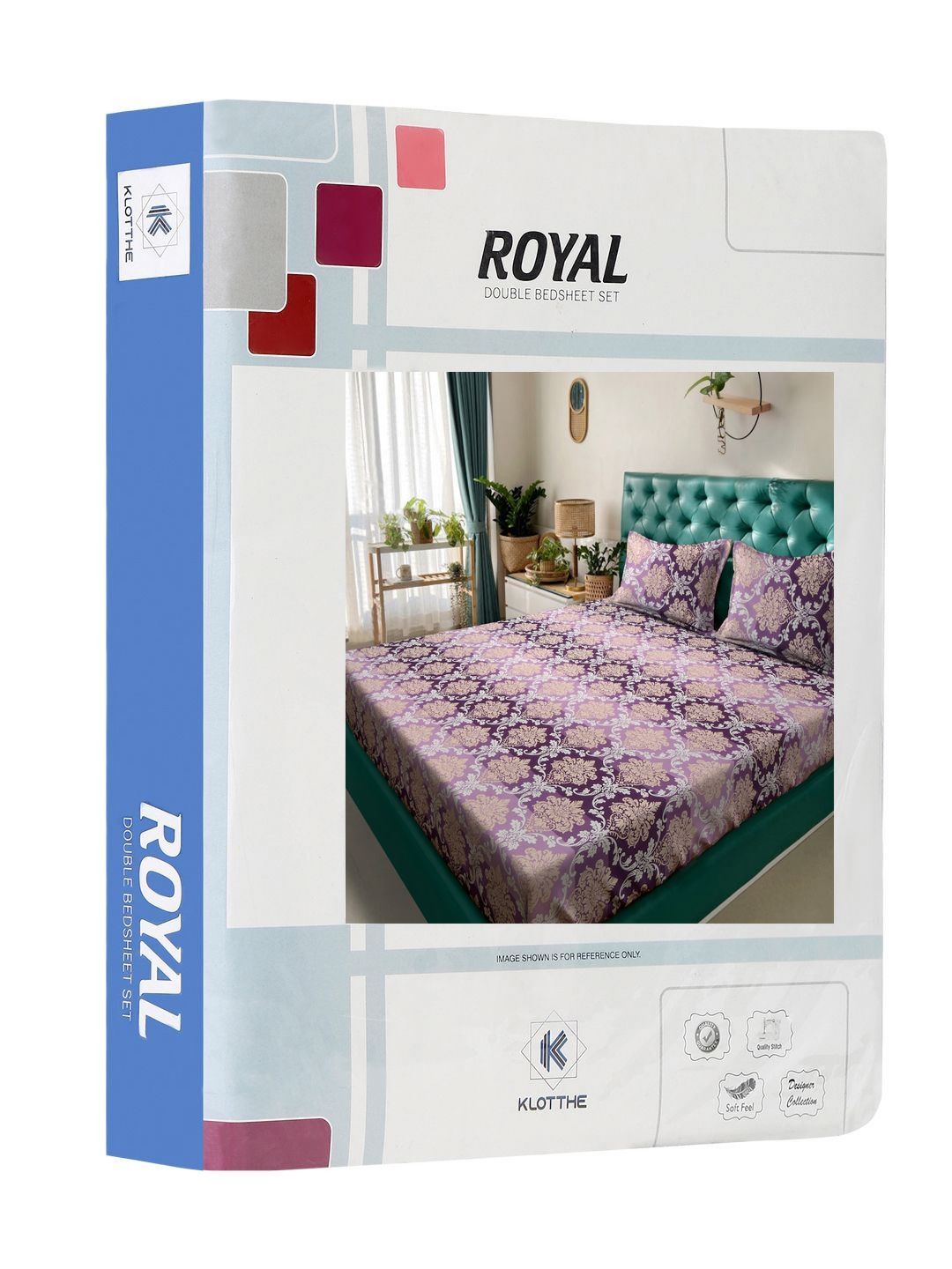 KLOTTHE Purple Ethnic Motifs Polycotton Skin-Friendly 300 TC King Fine Bedsheet with 2 Pillow Covers-98 x 89 inches