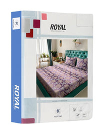 KLOTTHE Purple Ethnic Motifs Polycotton Skin-Friendly 300 TC King Fine Bedsheet with 2 Pillow Covers-98 x 89 inches