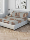 KLOTTHE Bercetak Kelabu & Perang Dilengkapi Cadar Katil King Double 300 TC Dengan 4 Sarung Bantal