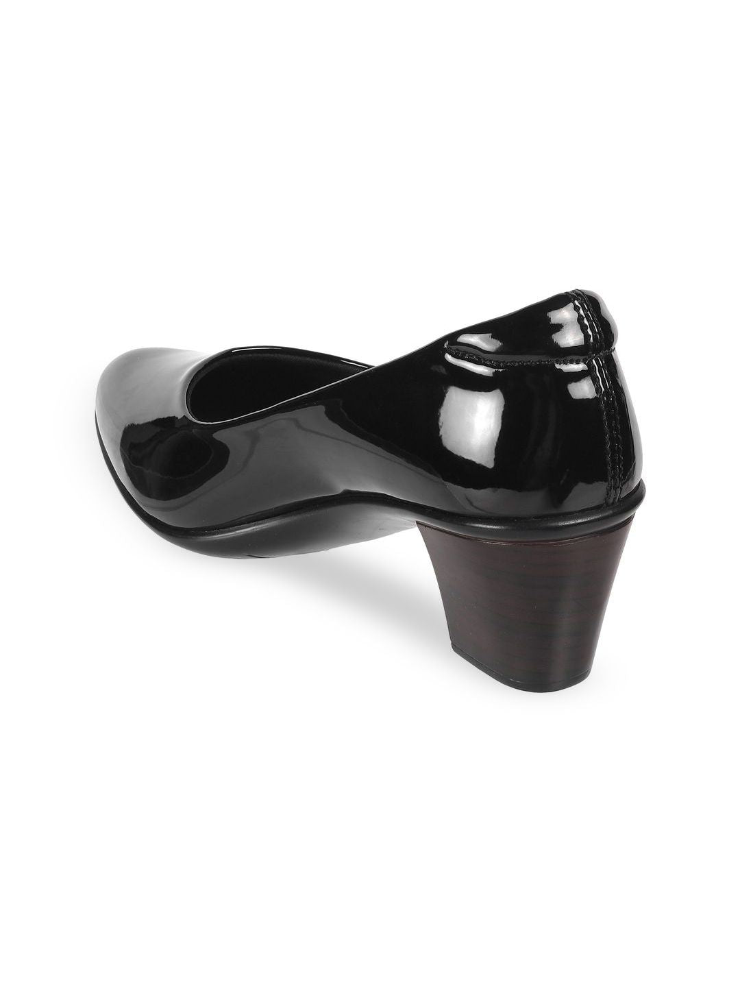 Mochi Round Toe Block Closed Back Pumps Heels