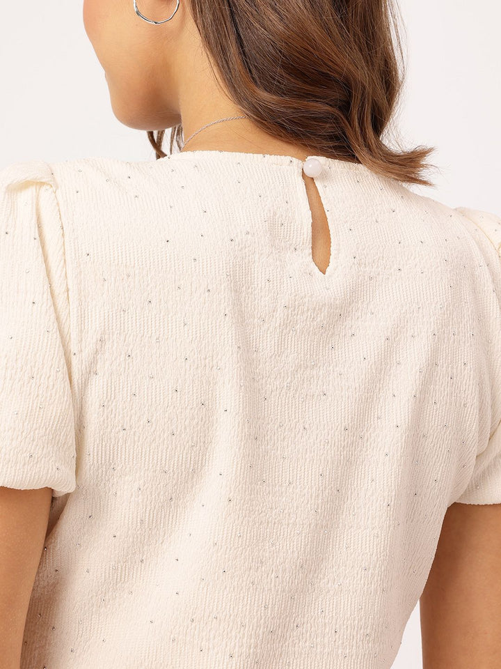 DressBerry Gleam Team Embellished Textured Fringed Hem Midi Sheath Dress