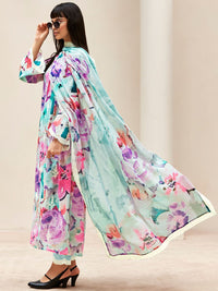Indo Era Women Floral Embroidered Regular Thread Work Kurta with Trousers & With Dupatta