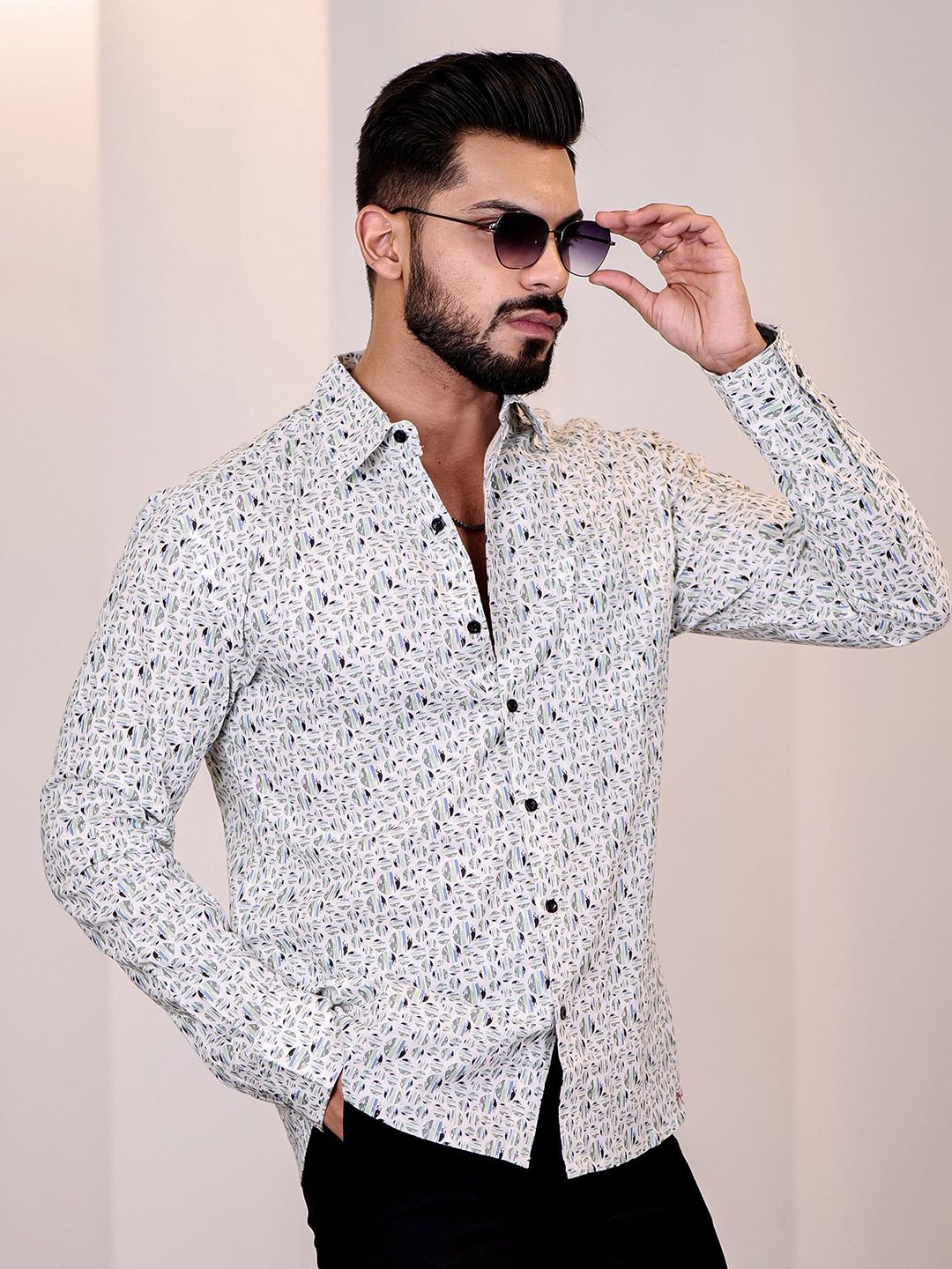 Baju Kasual Linen Kolar Bercetak Perbualan Eszett
