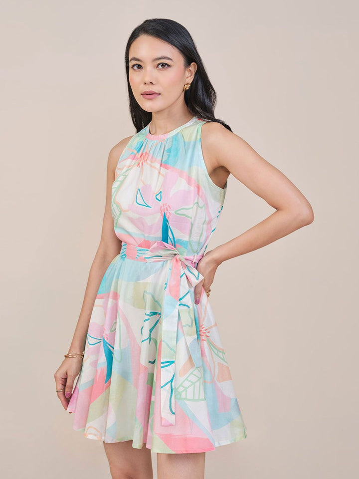 Dan wanita Cotton Floral Printed Fit & Flare Dress
