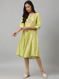 W Floral Embroidered Thread Work A-Line Kurta