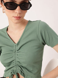 DressBerry Ruched Revival Knitted Fitted Crop Top