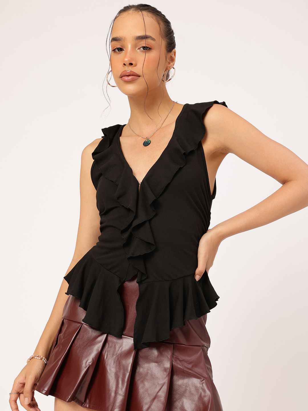 DressBerry Romantic Ruffles Sleeveless Top
