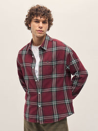 THE BEAR HOUSE Men Spread Collar Tartan Checked Cotton Relaxed Fit Casual Shirt