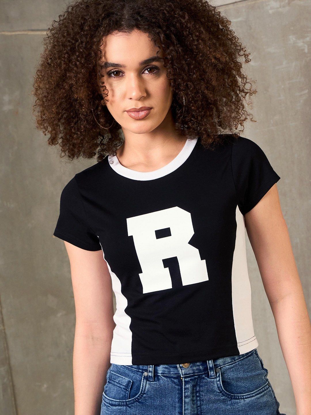 SASSAFRAS Women Typography Printed Round Neck Slim Fit T-shirt