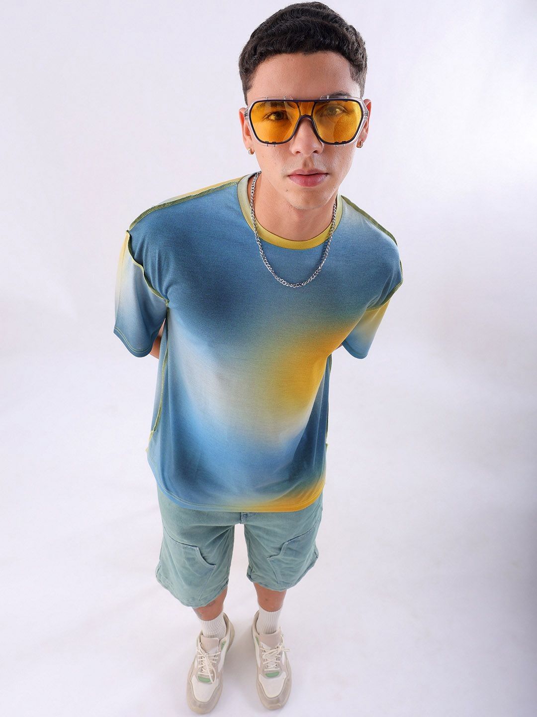 The Indian Garage Co Men Tie and Dye Round Neck Oversized T-shirt
