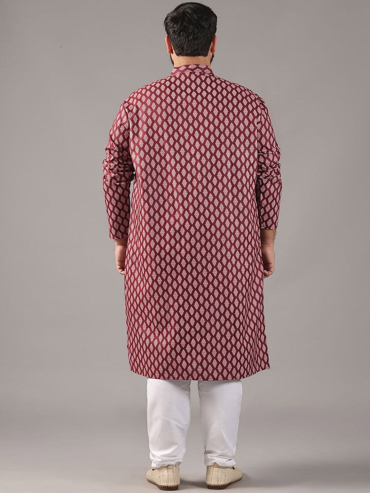 SOJANYA PLUS Size Ethnic Motifs Printed Band Collar Straight Kurta