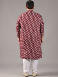 SOJANYA PLUS Size Ethnic Motifs Printed Band Collar Straight Kurta