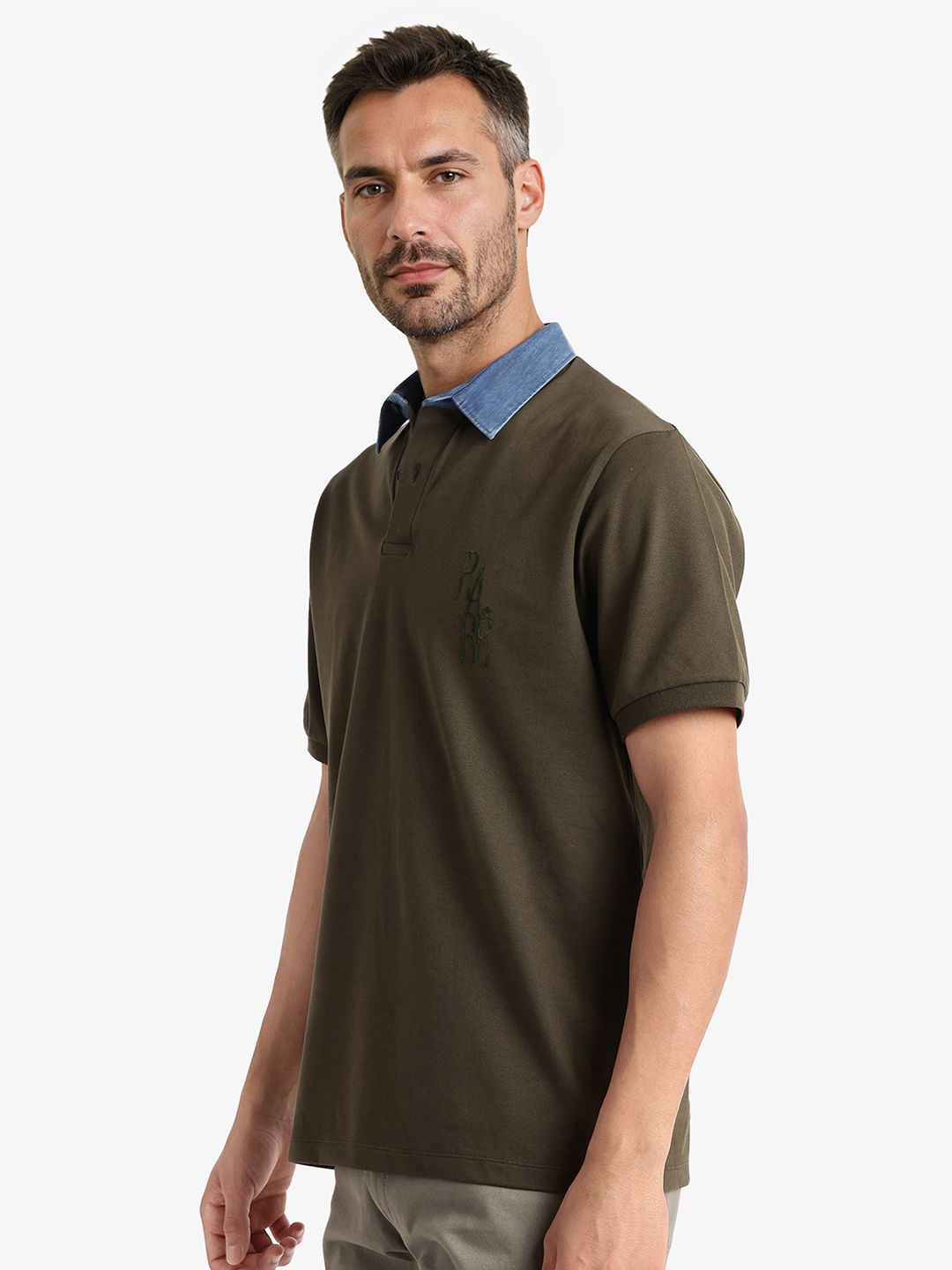 RARE RABBIT Men Solid Polo Collar Cotton T-shirt